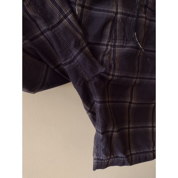 Armani Exchange A/X Hybrid Board Shorts Medium Blue Plaid Drawstring Swim Trunks - Picture 10 of 16